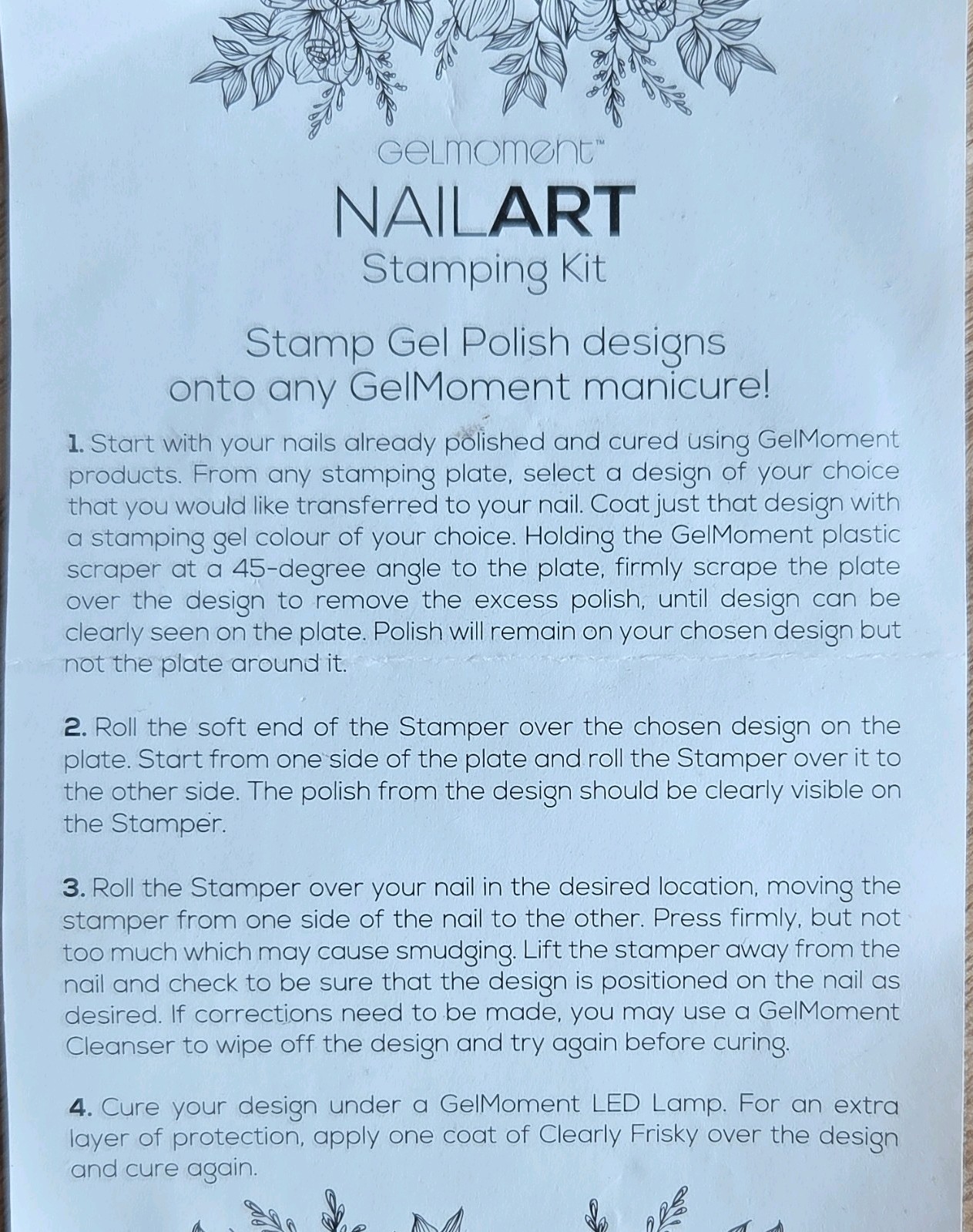 Gelmoment Nail Art Stamping Kit Floral Theme, Black/White/Gold