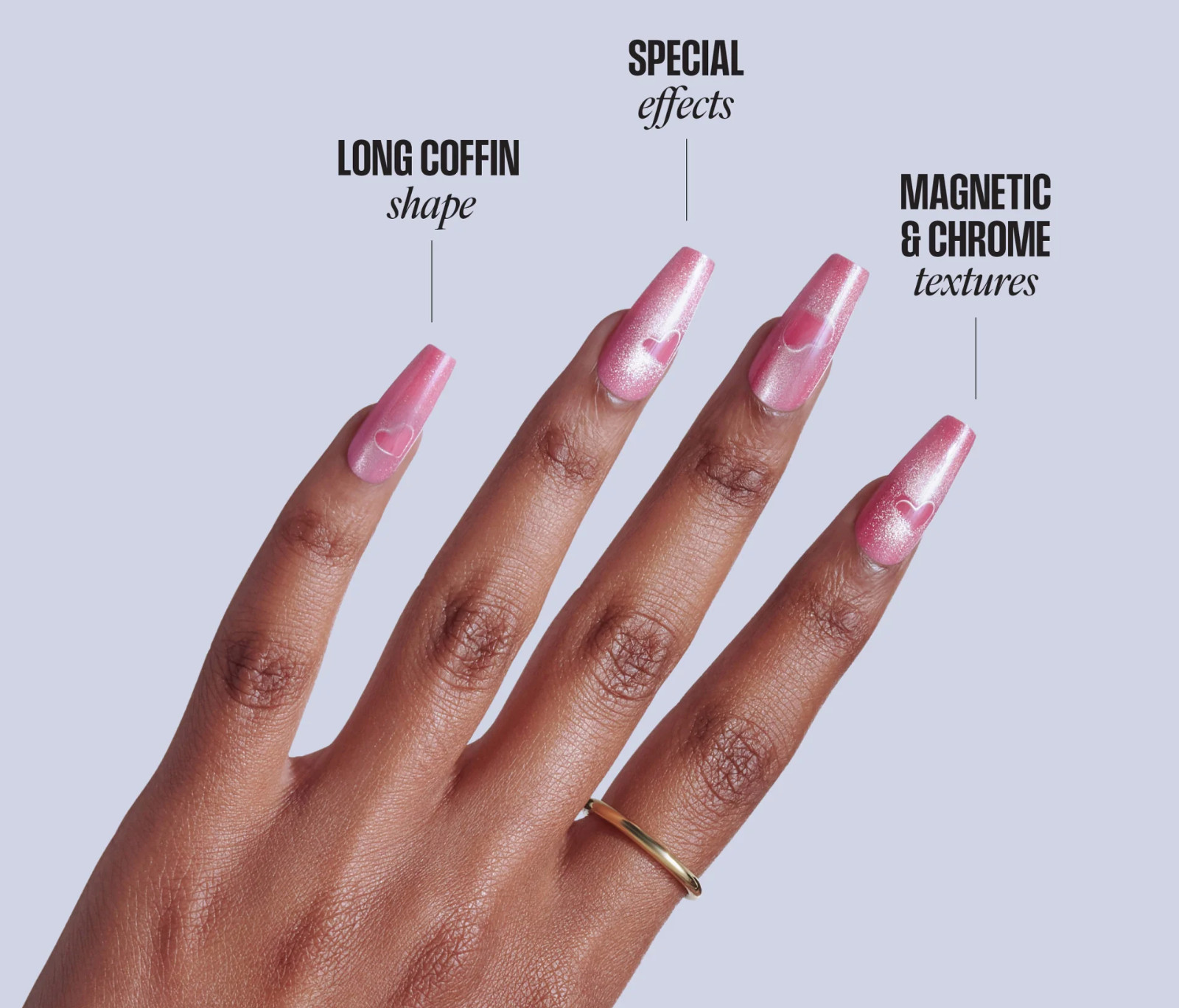 KISS GLAM Embellished Special Effects Press on nails 32 Long length Pink Sugar
