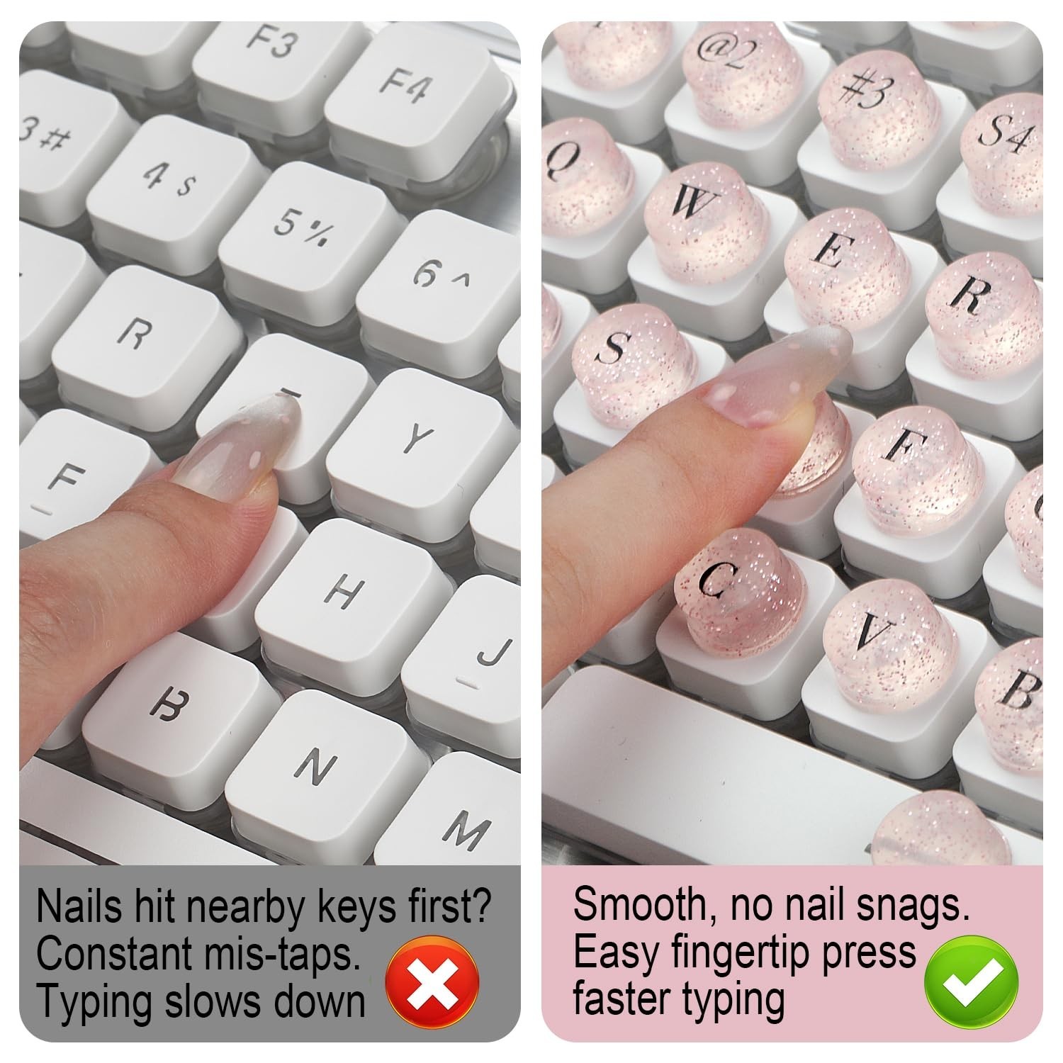 128Pcs Bling Keyboard Stickers, Self-Adhesive Nail Art Keycaps for PC/Laptop