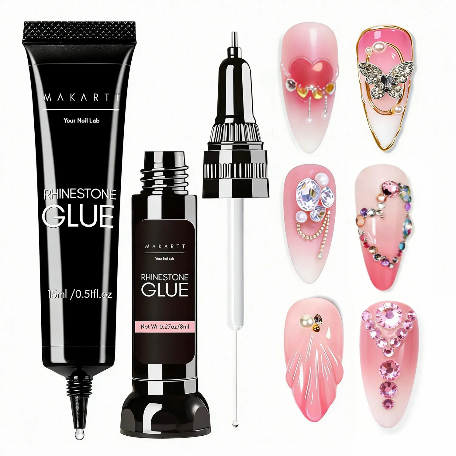 Nail Rhinestone Glue, Gel Nail Glue for Rhinestones for 3D Design Super Strong A