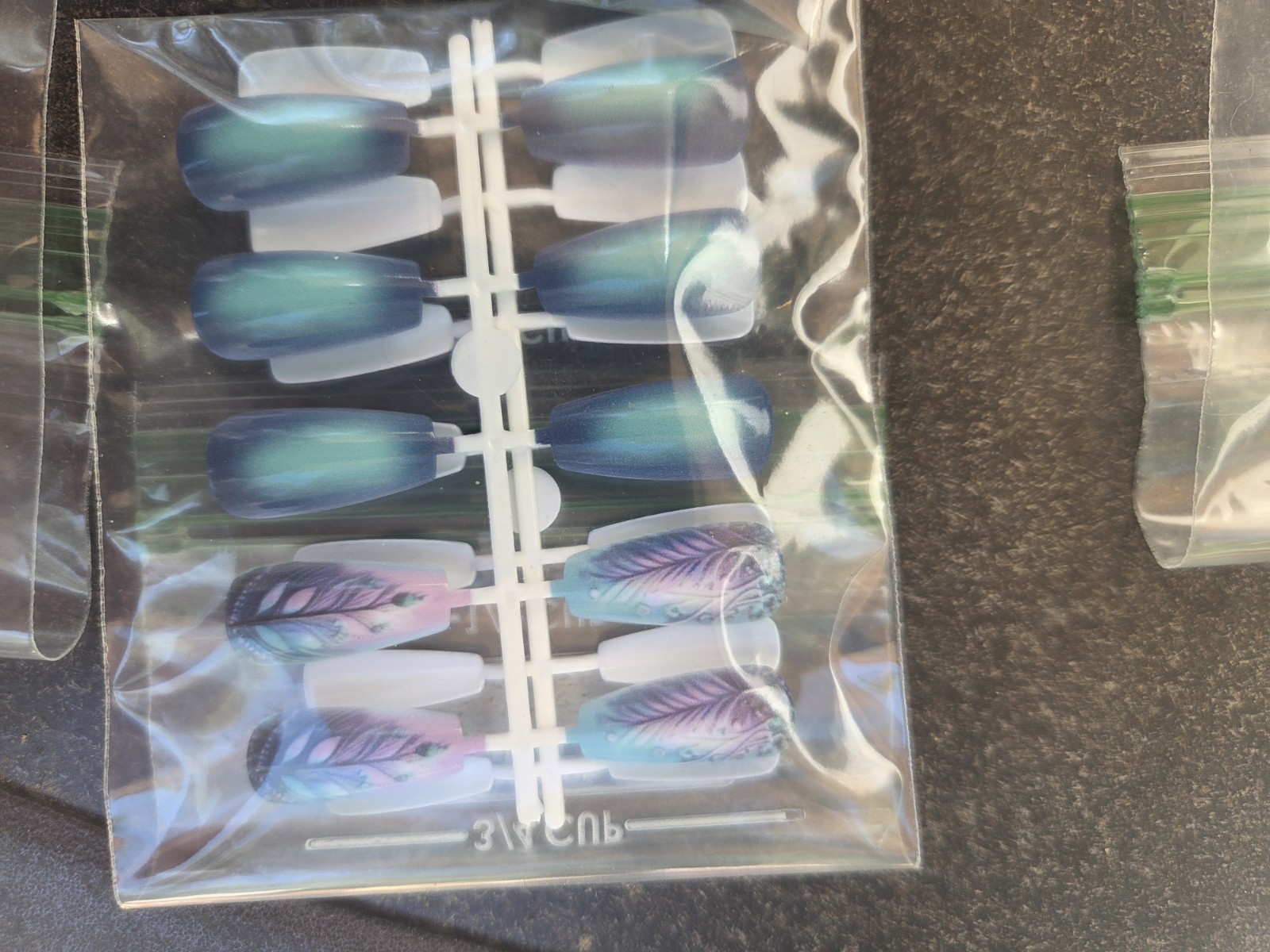 Assorted Press-On Nails Medium Handmade Multicolor Plastic