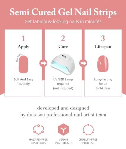 Semi Cured Gel Nail Strips, 28Pcs Uv Gel Nail Stickers, A34 Purple Lightning