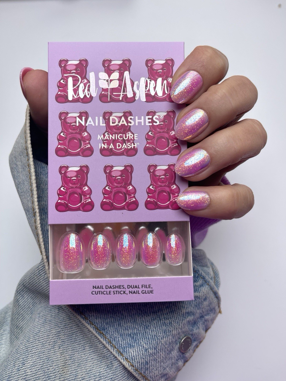 Red Aspen Press On Nails~ Brie, Short Almond Holo, Sold Out, NIB fast Ship