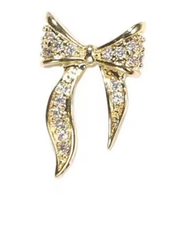 Bows For Nails Manicure Crystal Jewelry Nail Art Butterfly 6Pcs *gold*