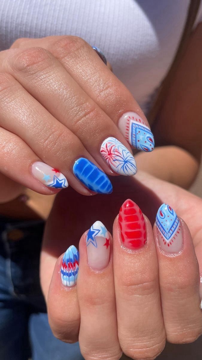 4th of July bandanna press on nails. Custom size!