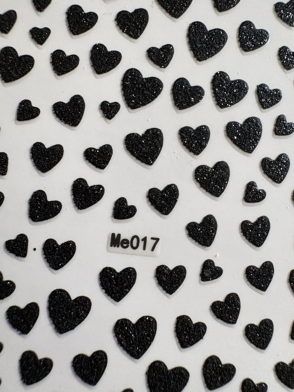 Multicolor Glitter Heart 3D Nail Art Stickers Self-Adhesive for Love Theme