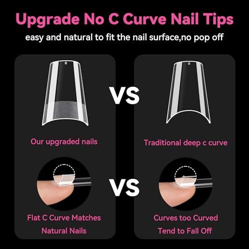 XL Long Square Nail Tips Pre-file 12 Sizes Half Matte Tapered F-XL Long Square