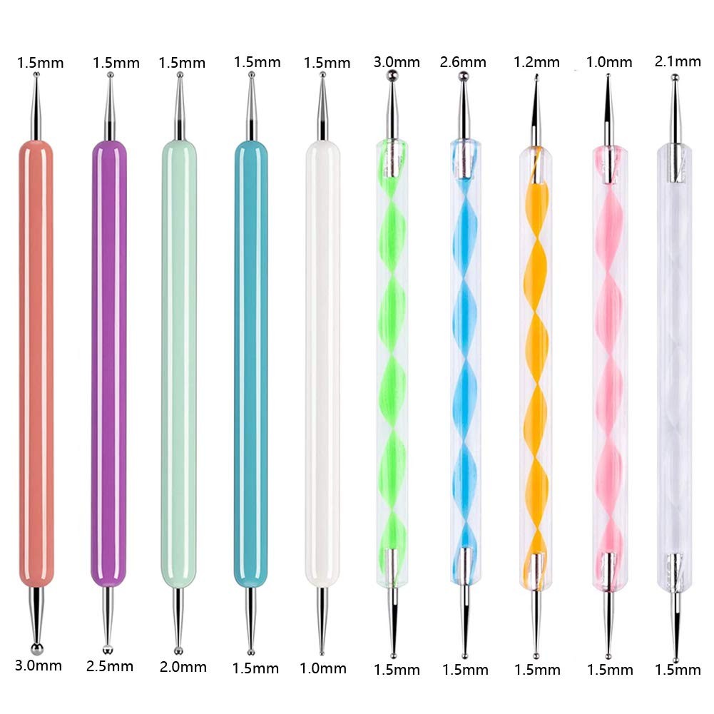 10Pcs Art Dotting Tools for Nail Art, Ball Tip Clay Tools Sculpting Pattern T…