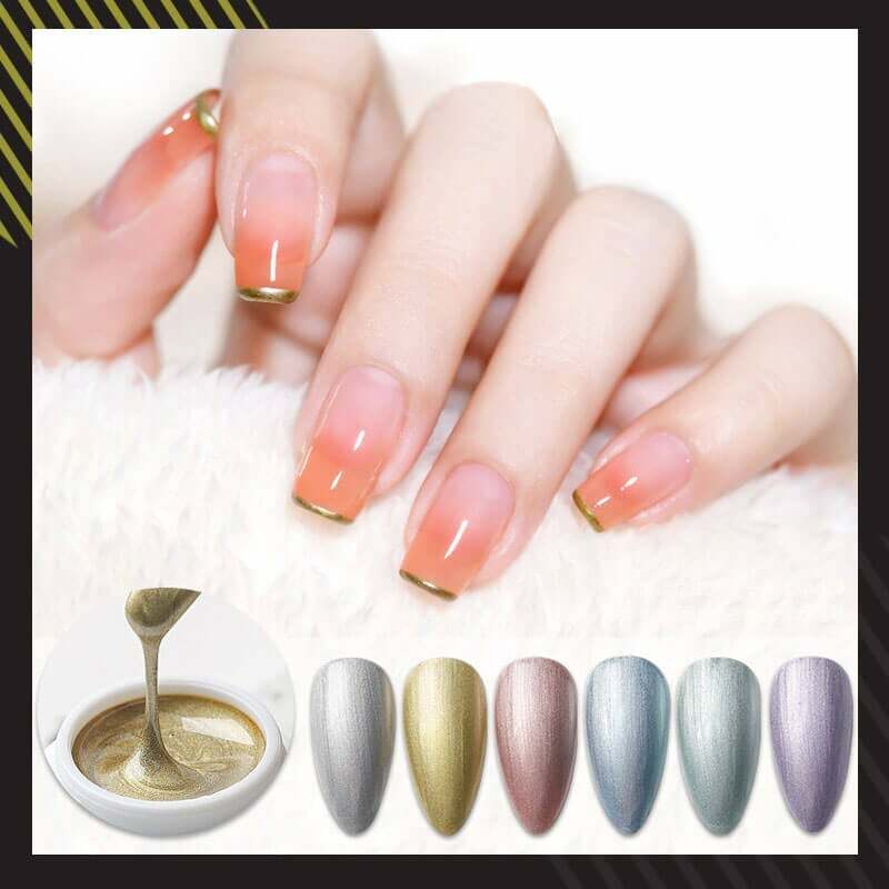 6PCS Mirror Metallic Nail Gel Metal UV LED Draw Painting Stamping Nail