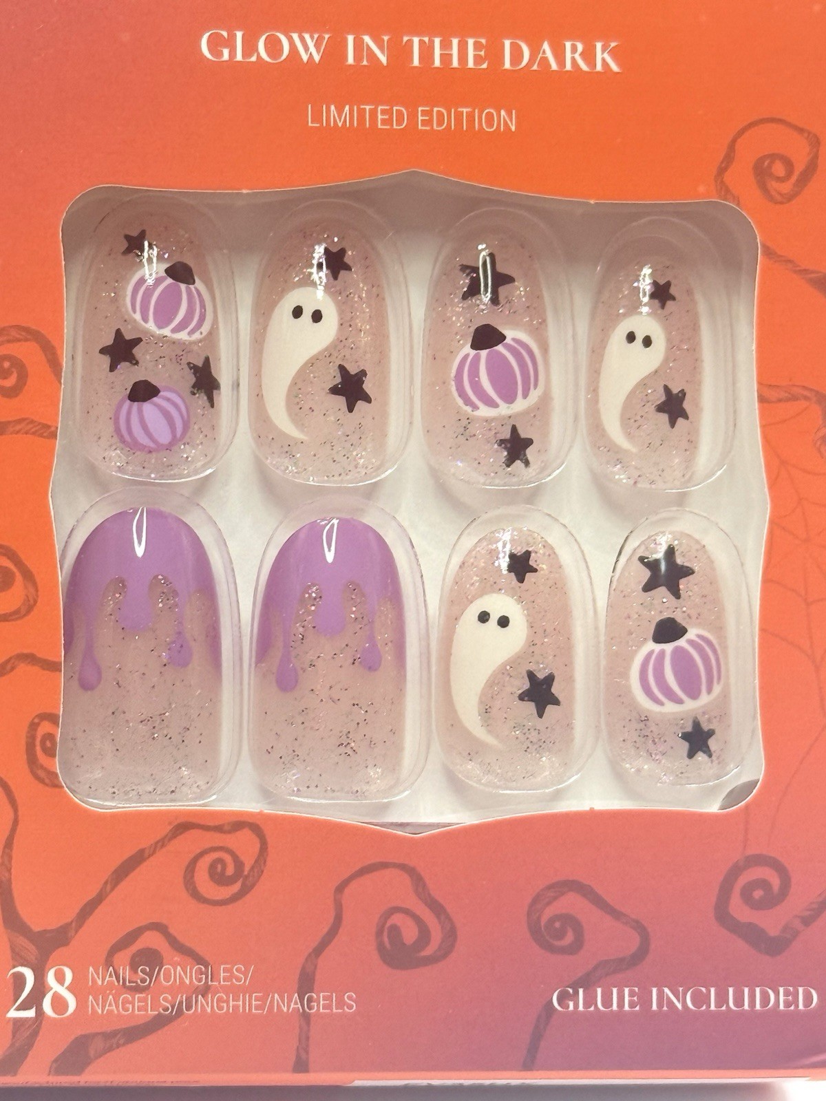 Kiss Voguish Fantasy Press-On Nails Halloween Medium Oval Purple 20607 Lot Of2