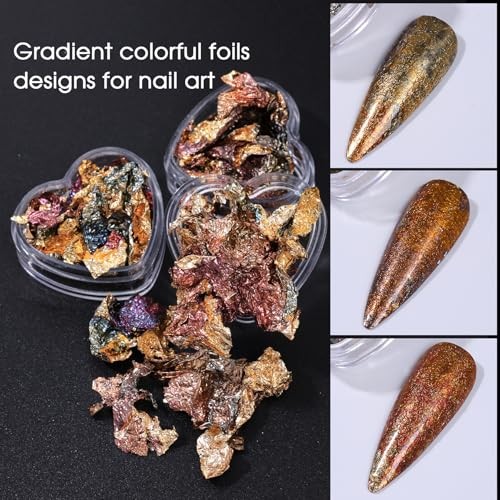 Unique Gold Flakes for Nails 12 Boxes Irregular Aluminum 12 Colors Gold Flakes