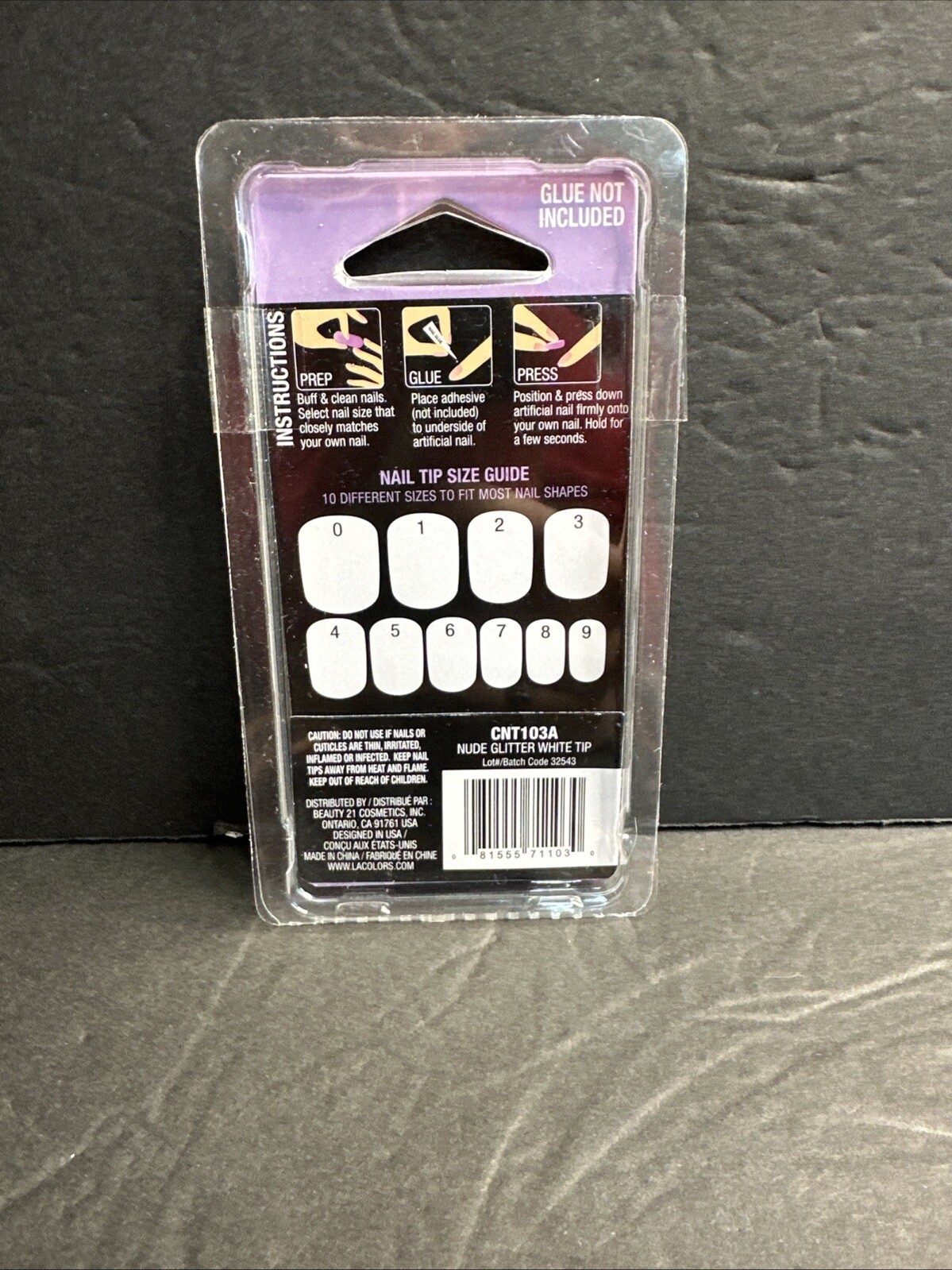 LA Colors Classy Nails Nude French White Tip Silver Glitter Stripe 25 Pieces NEW