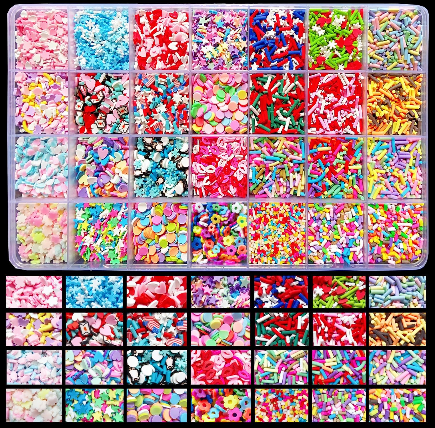 EHOPE Fake Sprinkles 220G Polymer Clay Slices Candy Small, 28 Styles