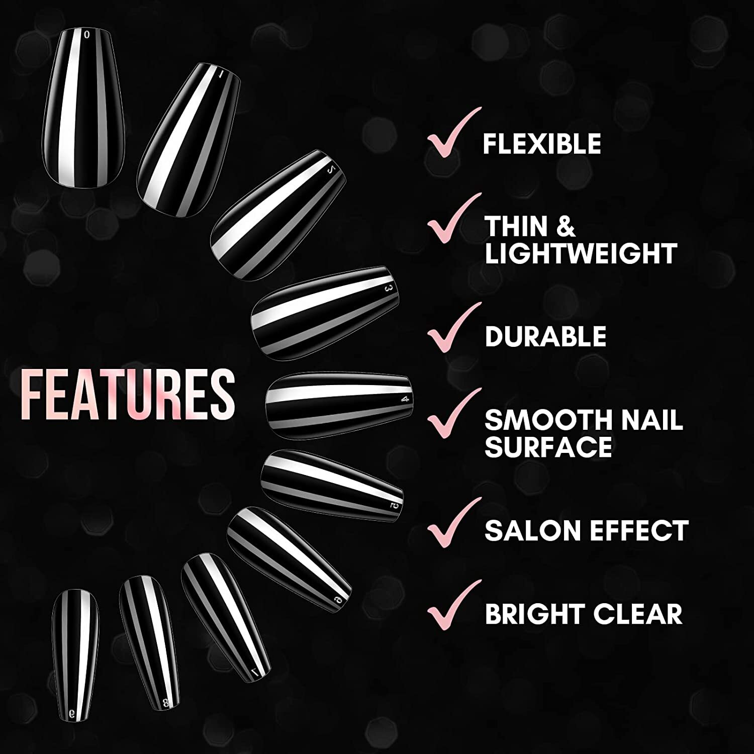 500/504pcs Artificial Nails False Full Nail Art Tips Acrylic UV Gel Natural