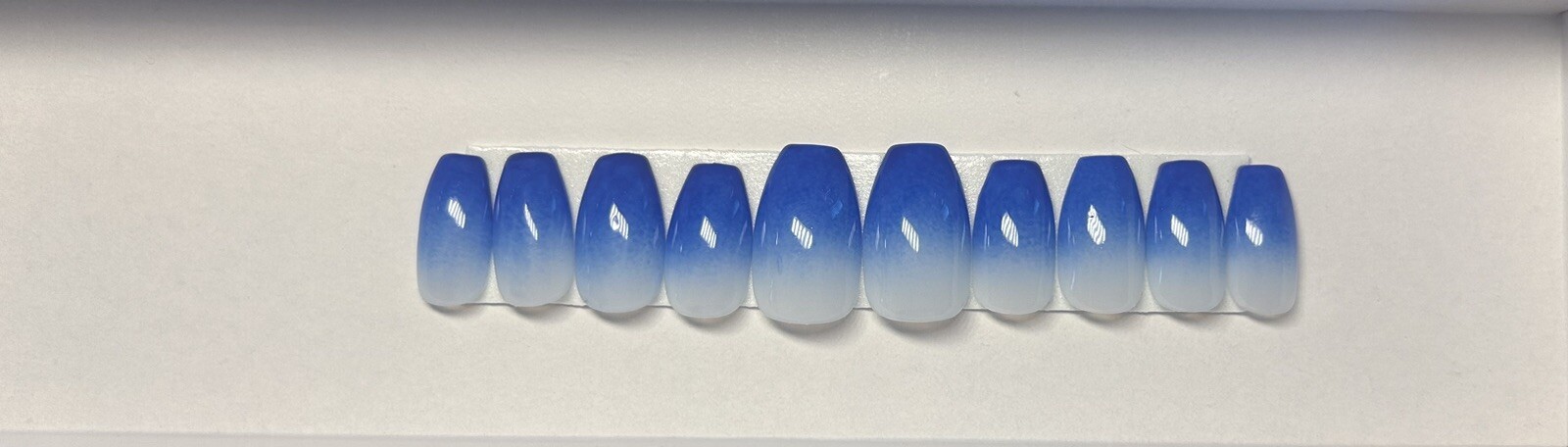 Blue and Milky White Ombré Press On Nails