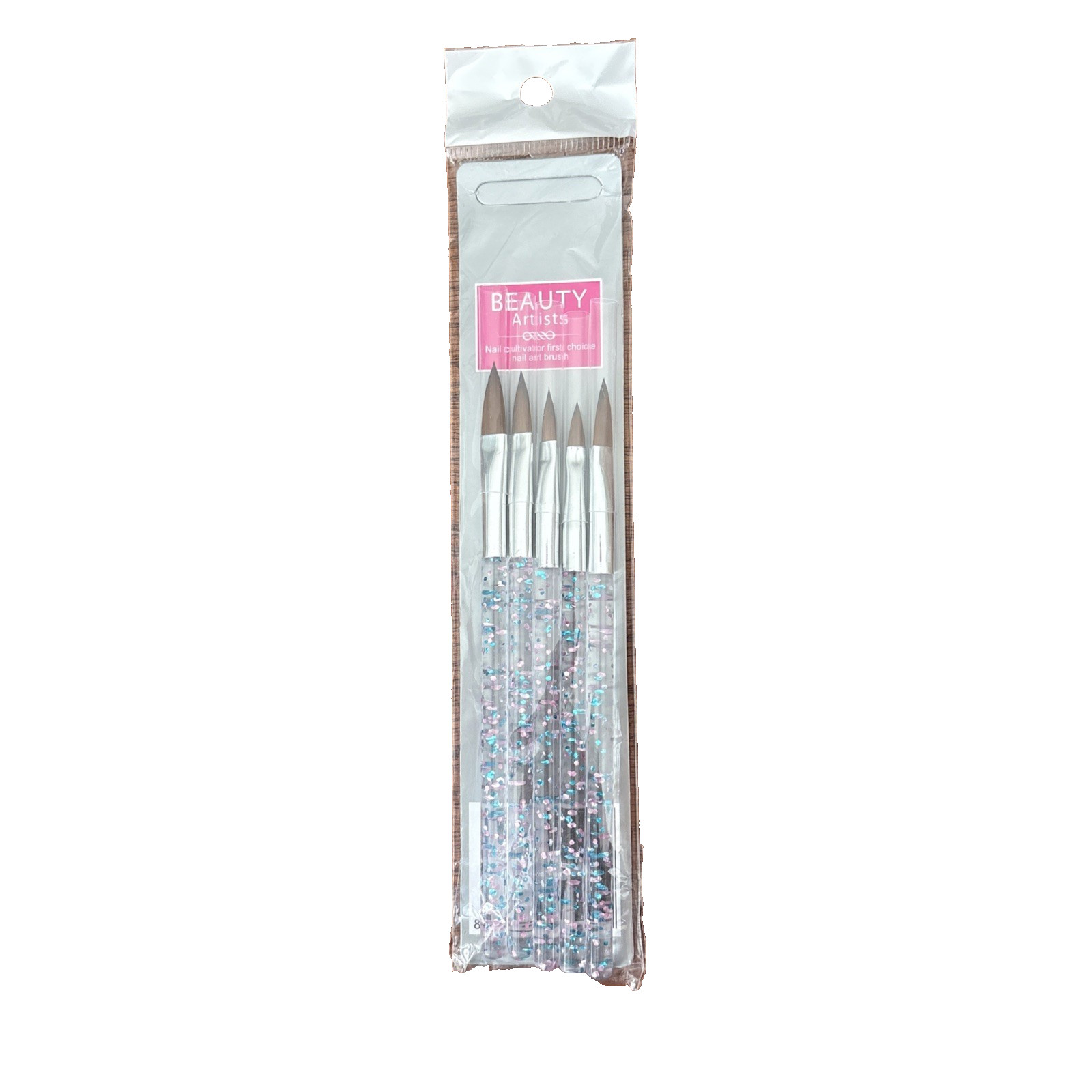 Beauty Artist 5pc Crystal Nail Art Brush Set Glitter Handle Professional New