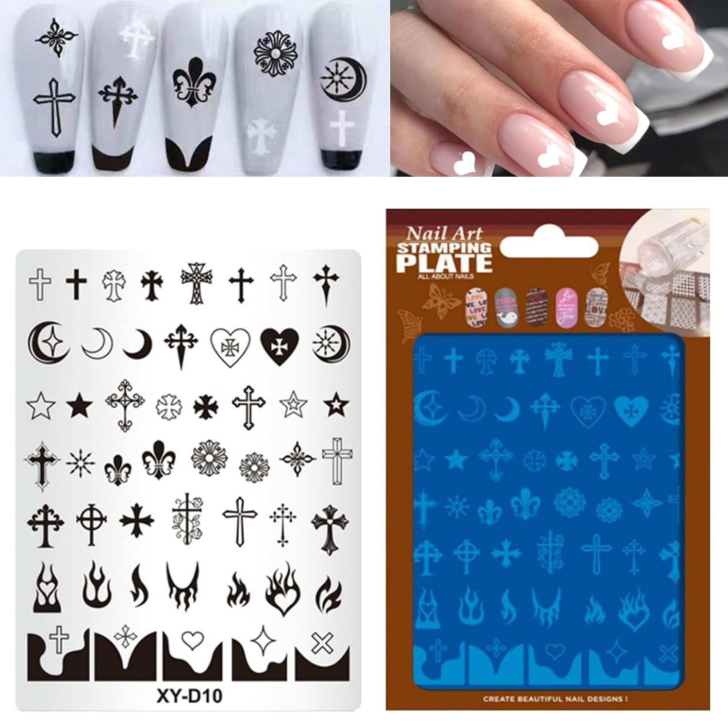 Reusable Nail Art Stamping Plates Set – 3 Stainless Steel Templates 4×2.8 inches