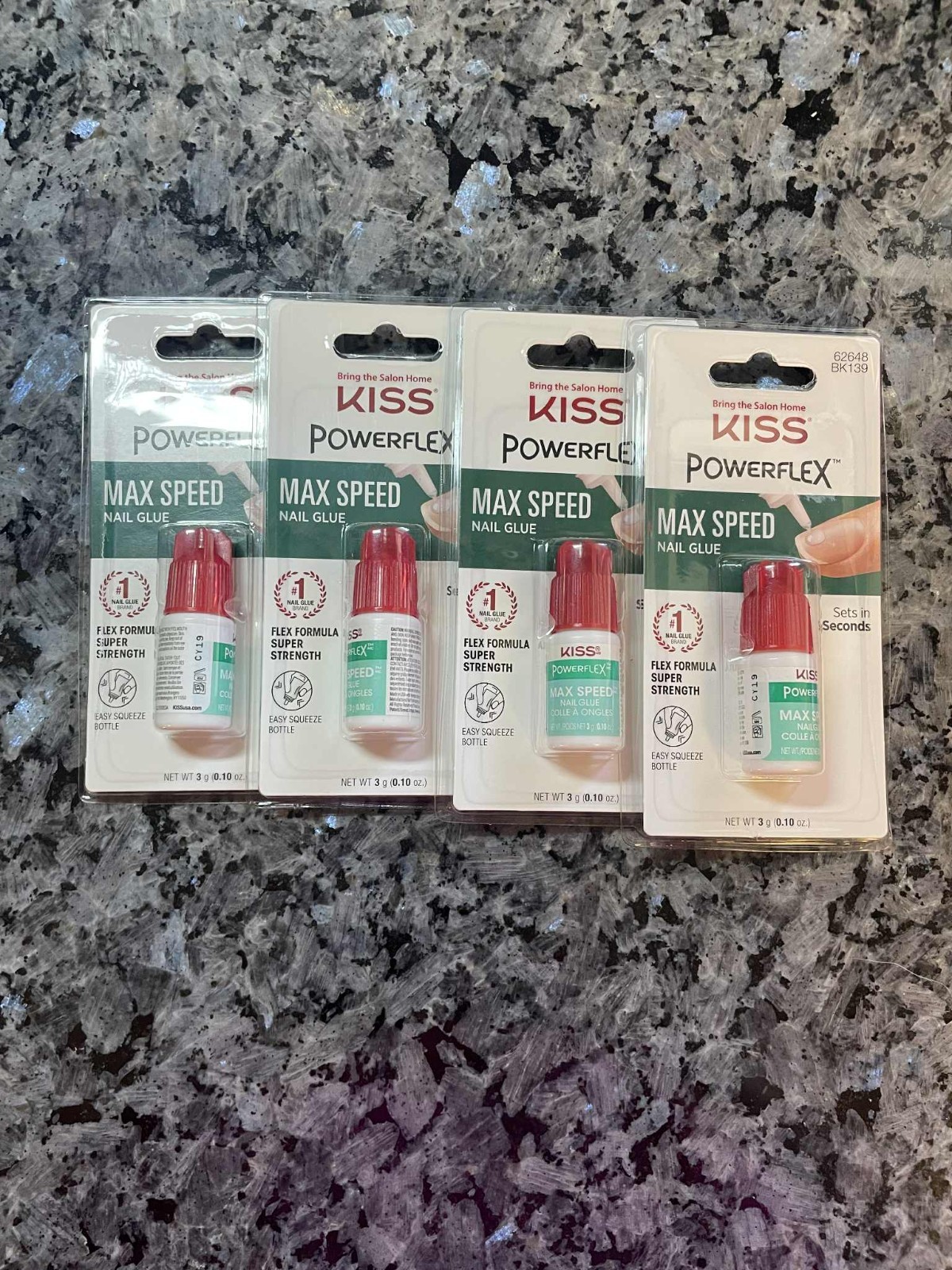 (4) Kiss Powerflex Max Speed Nail Glue 3g/ .10oz ea