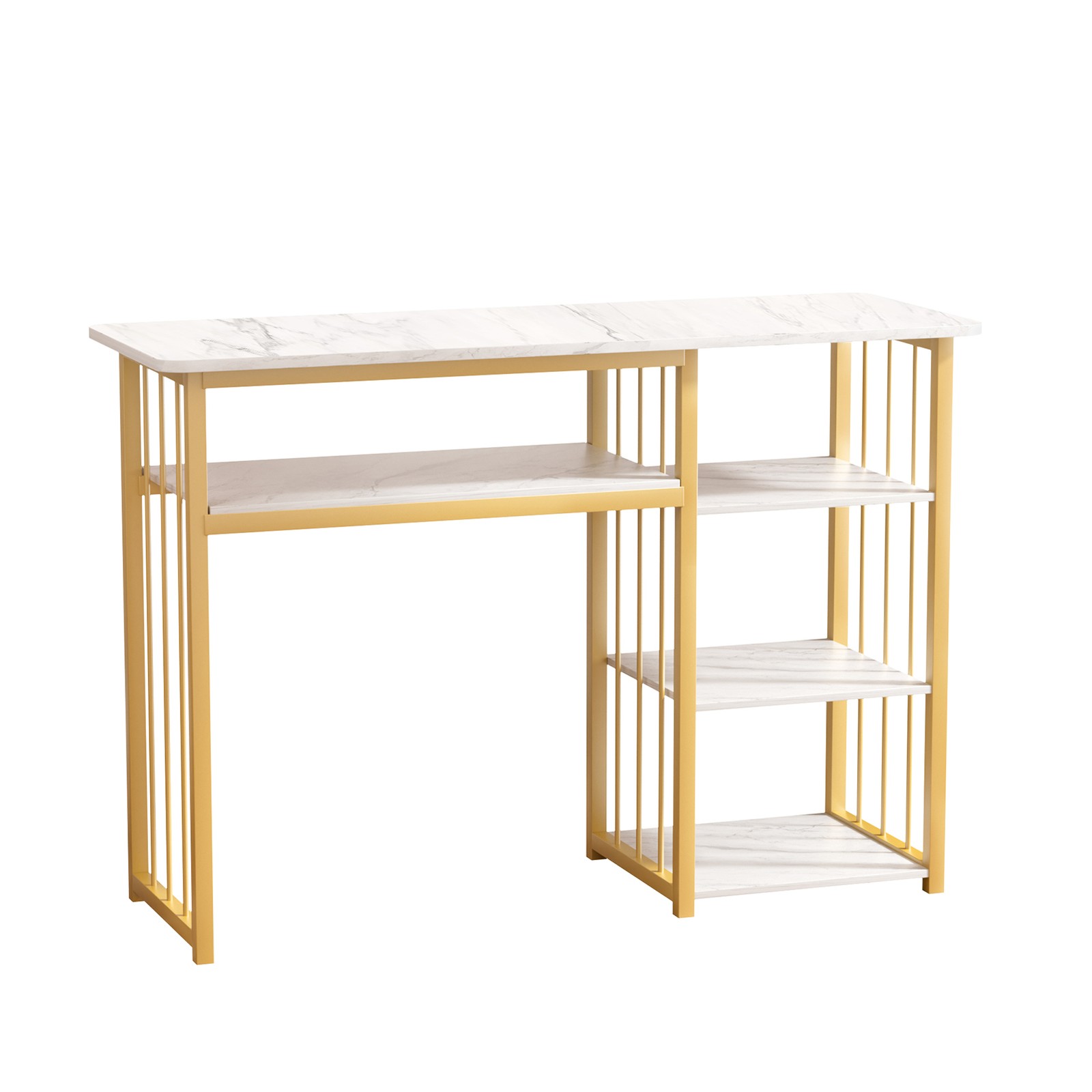 New Manicure Nail Table Beauty Salon & 3-Tier Side Shelves Station Desk White
