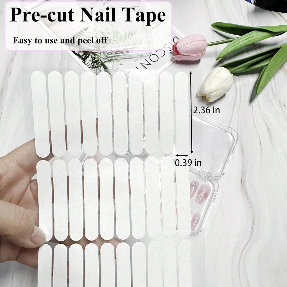 24PCS Nail Art Press On Tips Storage Empty Box Case，60pcs Double-sided tape