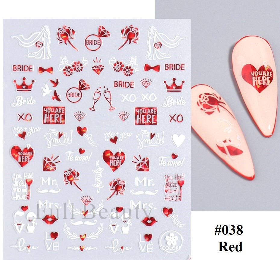 White, Black, Gold, Red Abstract Nail Art Stickers (Group 2)