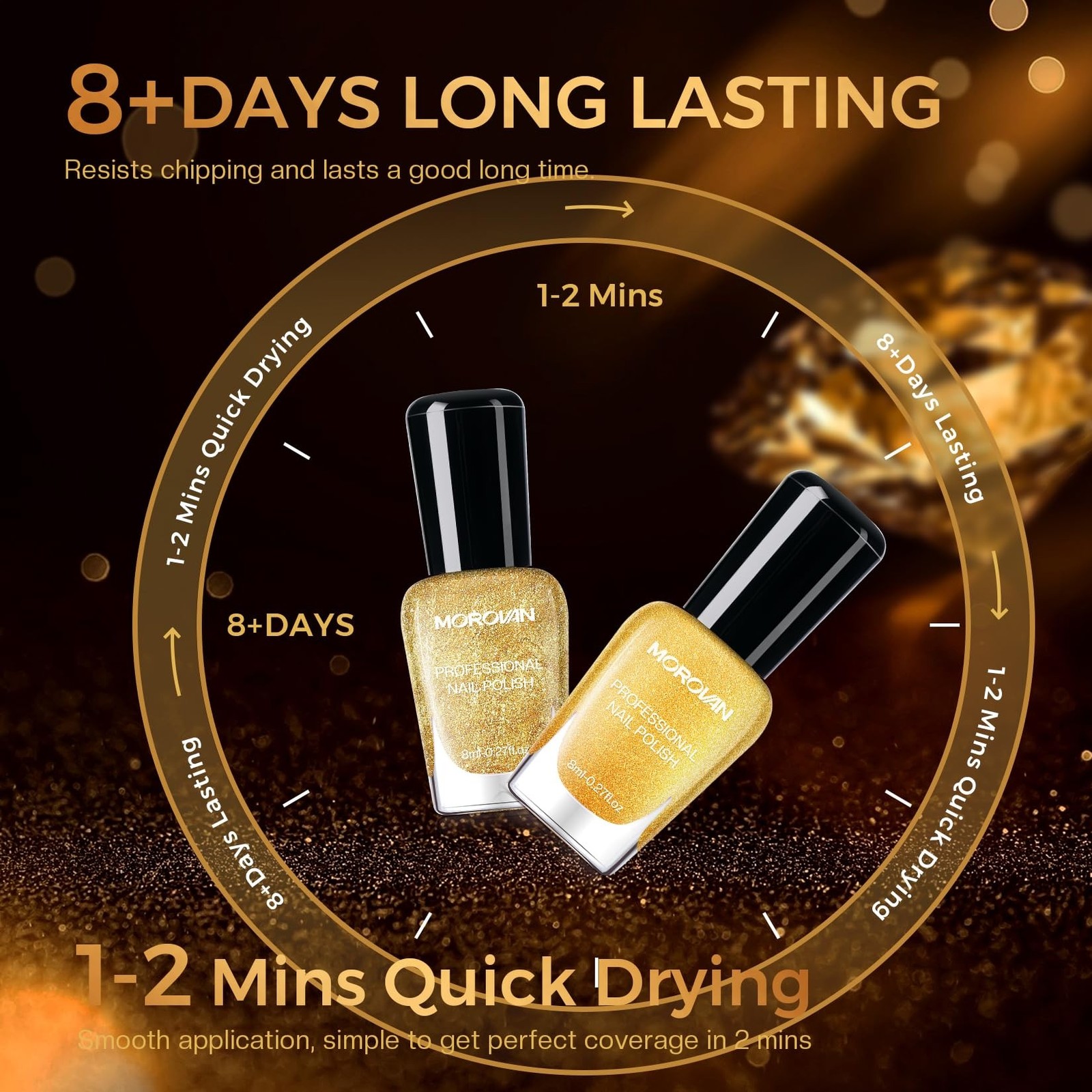 Morovan Nail Polish Set Fingernail: Black Gold White Glitter Nail Polish Kit …