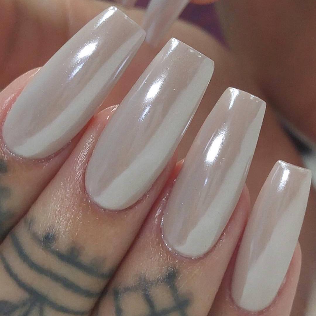 WHITE CHROME POWDER Matte Pigment Pearl Nails Nail Art Crystal Shiny Dust M4