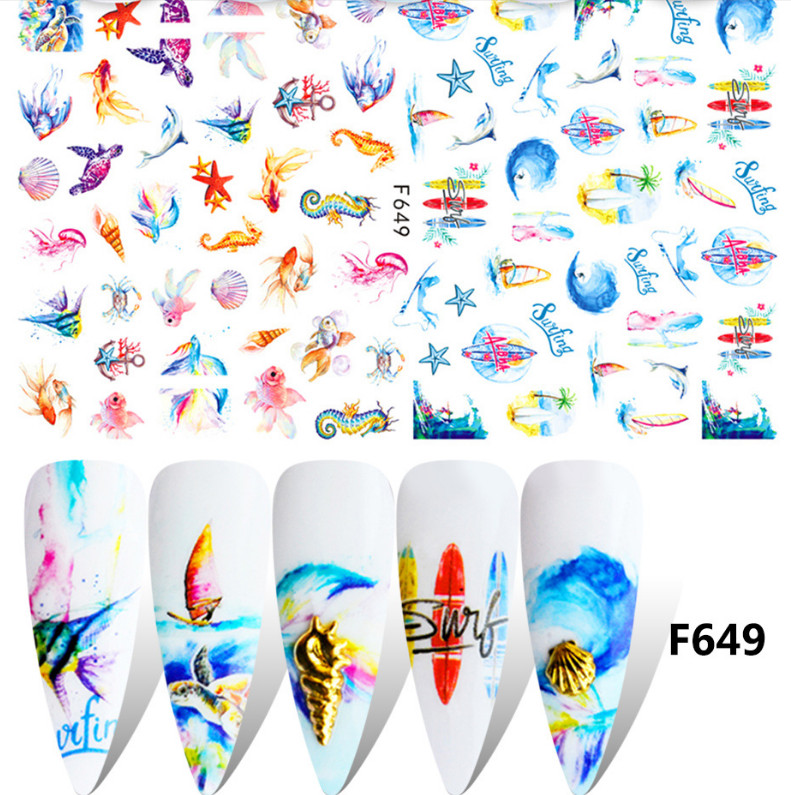 Nail Art Stickers Transfer Decals SeaWorld Ocean Turtle Fish Shark DIY F649 NH15