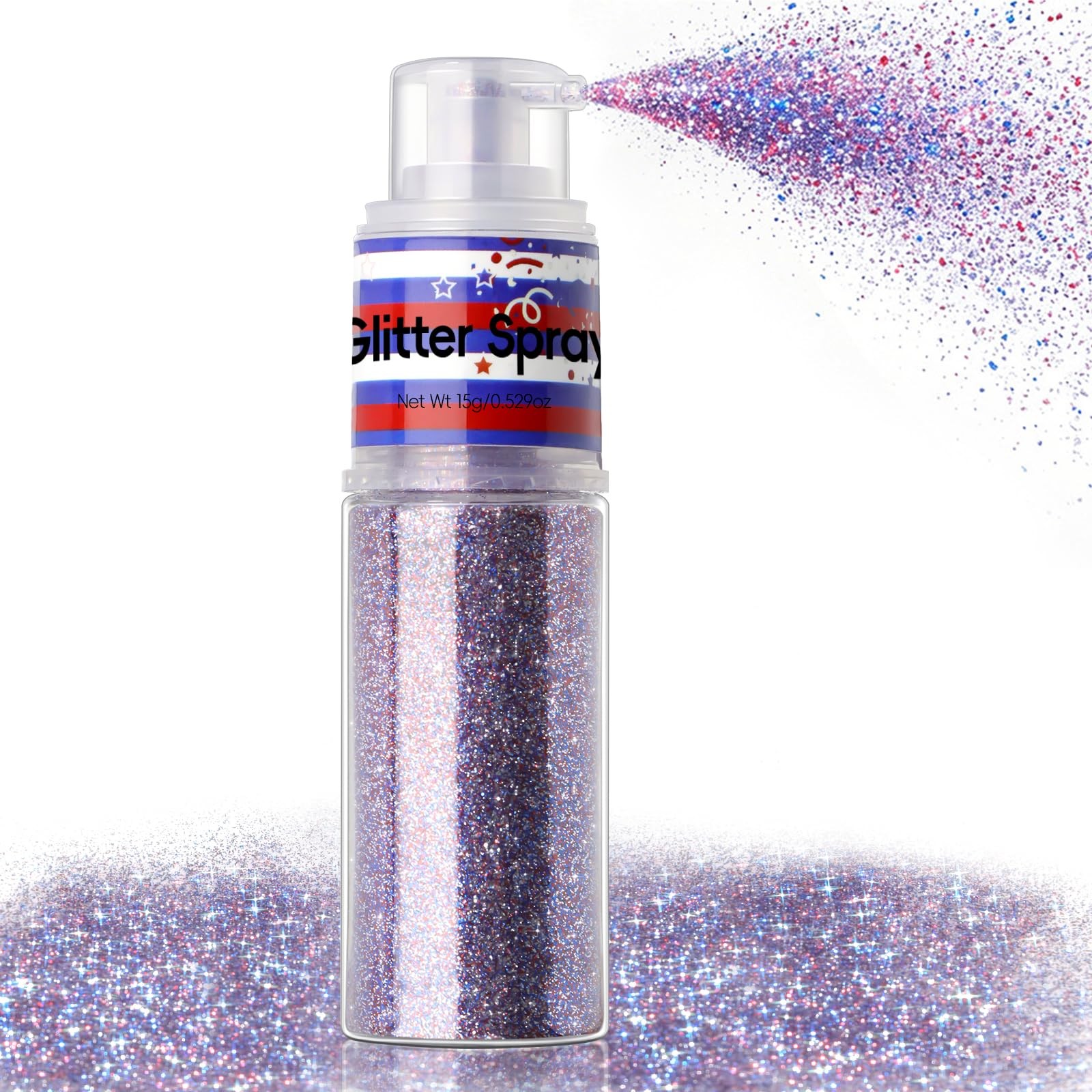 Patriotic Red White and Blue Body & Hair Glitter Spray, 15g/0.53oz, Prom Fest…