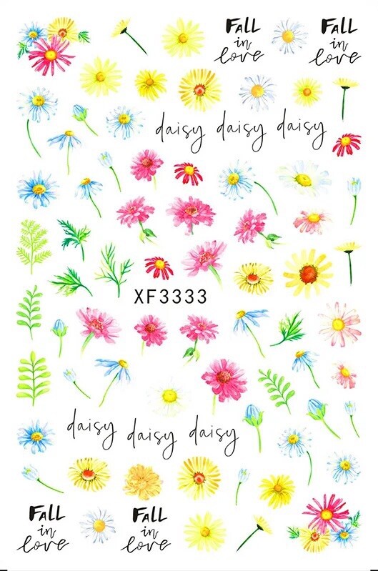 3D Nail Art Sticker Daisy Flower Floral Decals Manicure Peel & Stick DIY