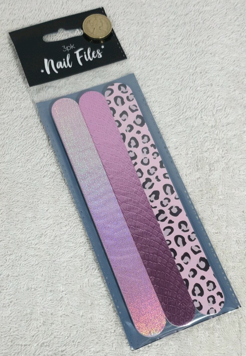 3x Sparkly PEARLESCENT PINK Cute Nail Files Emery Boards 3 New Pretty Nail Files