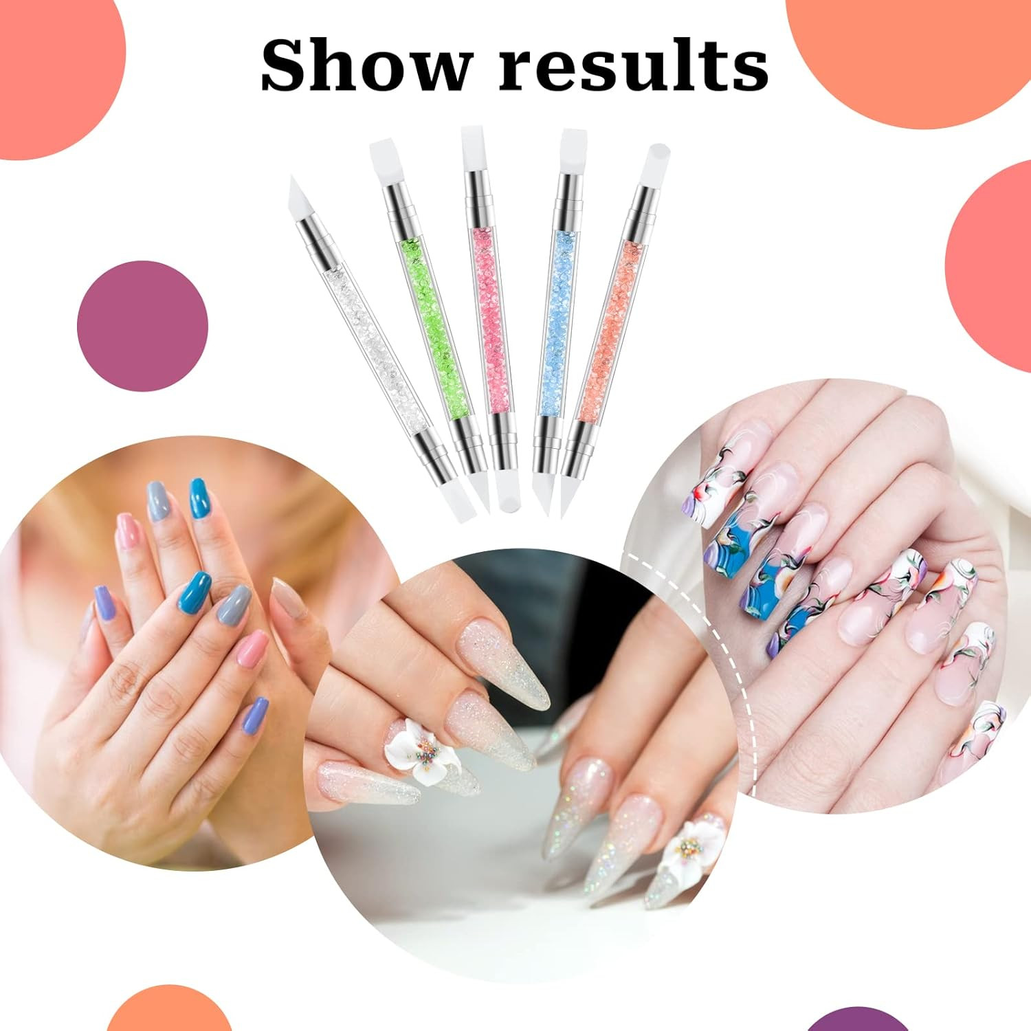 Nail Art Silicone Sculpture Pen Set Dual Ended Carving Shaping Nail Tools Brush