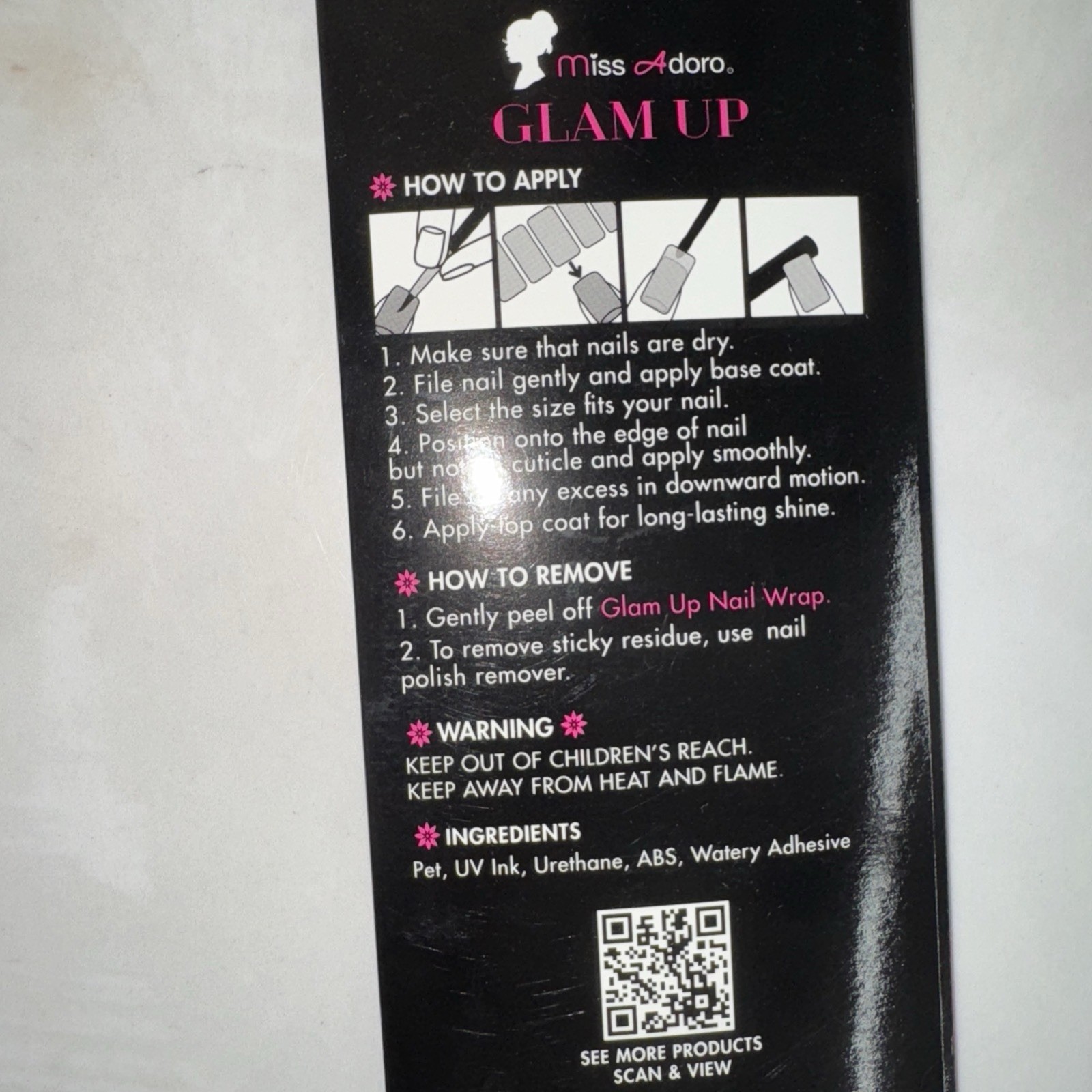 6 Pack – Adoro Glam Up Instant Nail Wrap Stickers 20 on each box #03