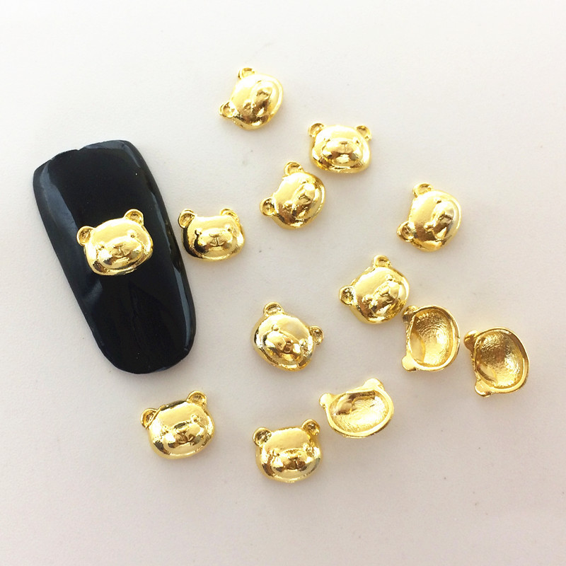 20pcs New 3D Nail Art Gold/Silver/Grey Cute Bear Metal Alloy Studs Charms Decor