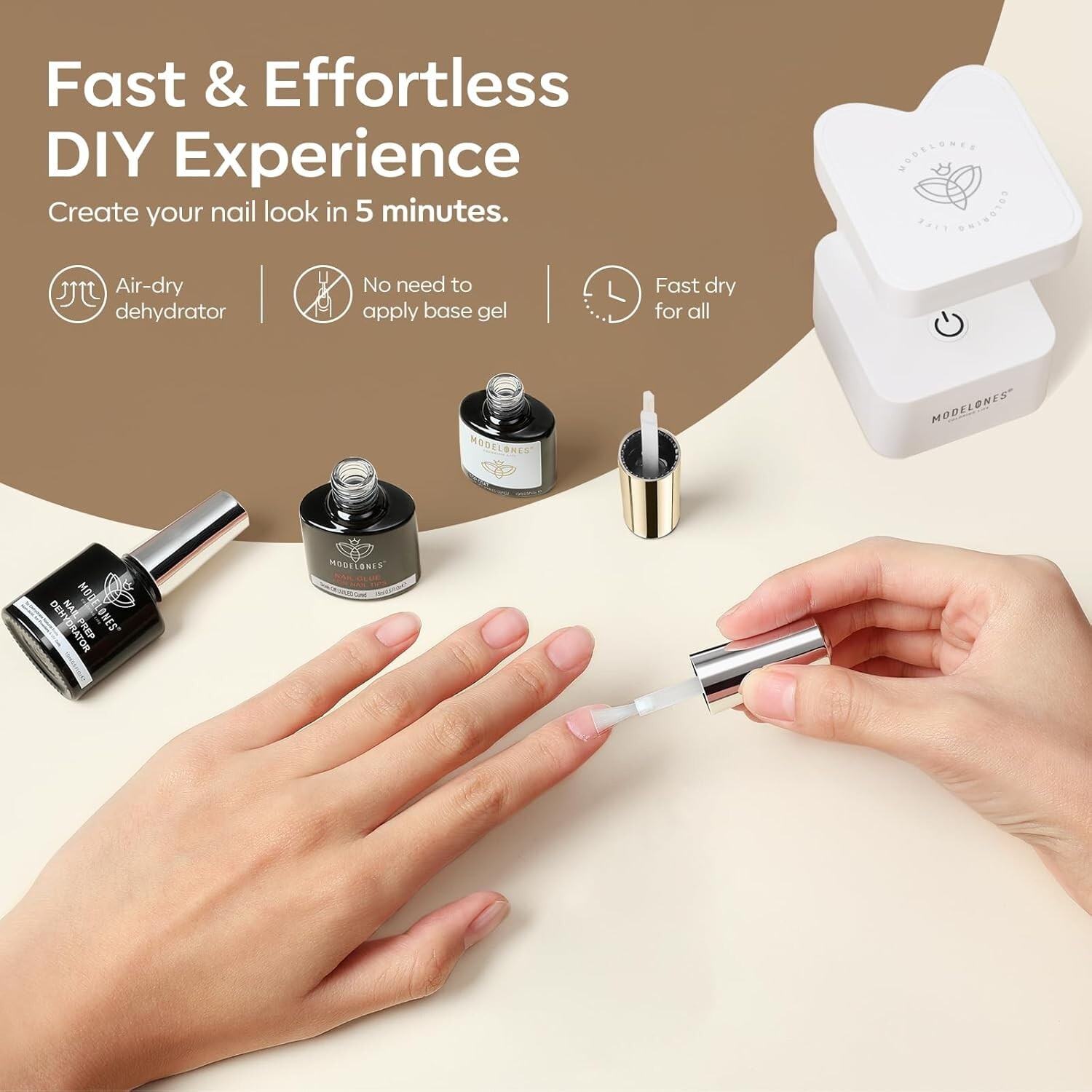 Ultimate 3 PCS Nail Art Kit: 15ml Nail Glue, No Wipe Glossy Top Coat & More