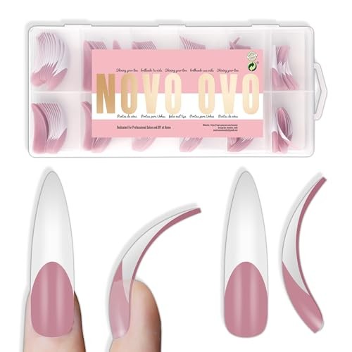 Halloween XXL Curved Stiletto XXL Stiletto Almond Curved Berry Pink French Tip