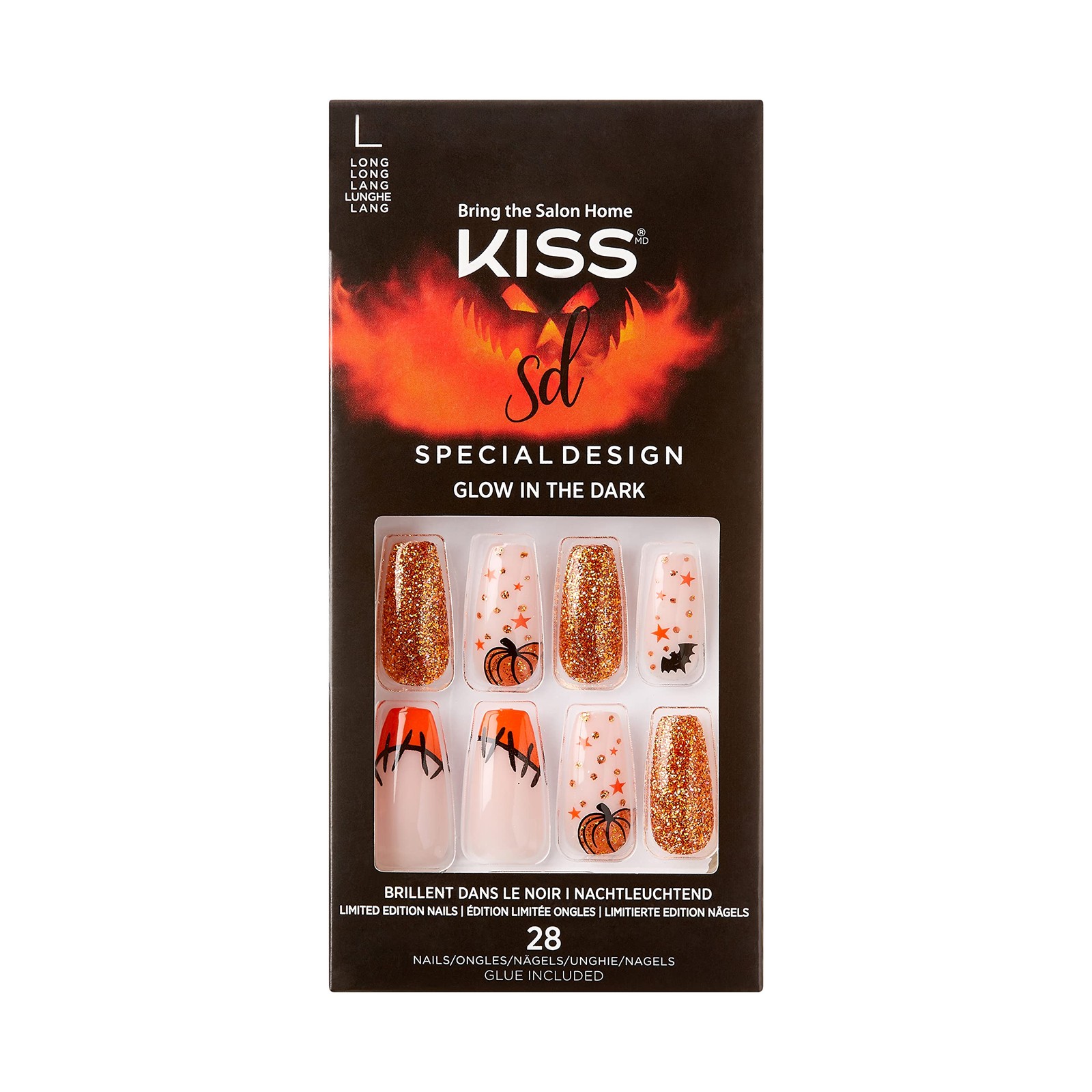 KISS Special Design Halloween Fake Nails, 31 Piece Set, Multicolored