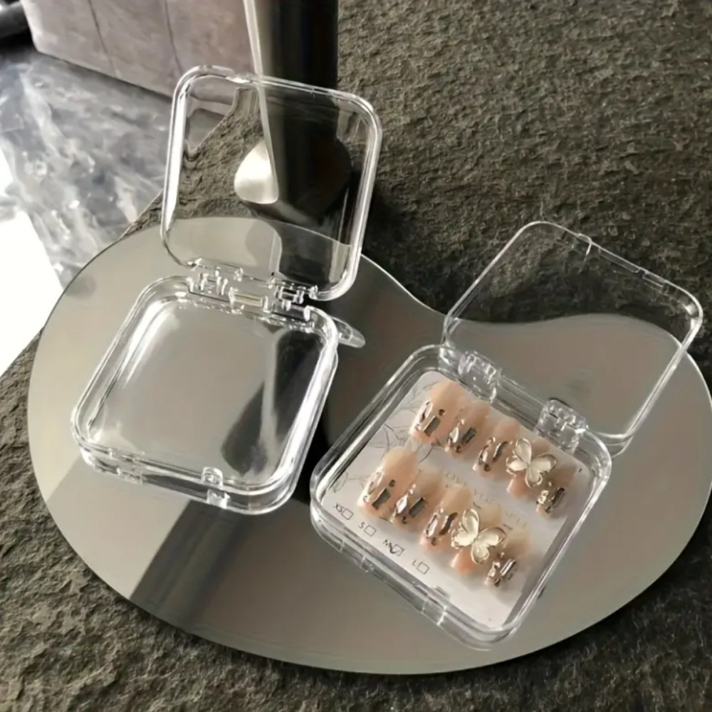 24pcs Acrylic Nail Storage Box with Lid – Transparent Display Box