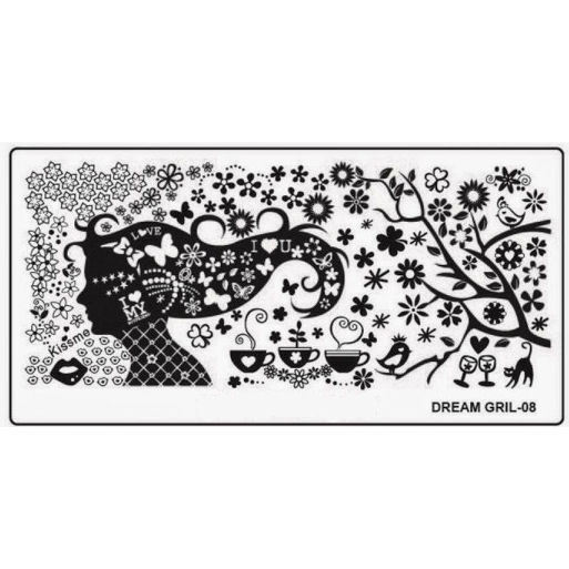 Dream Girl 8 Stamping Nail Art Image Plate Design Rectangle XL Stencil metal