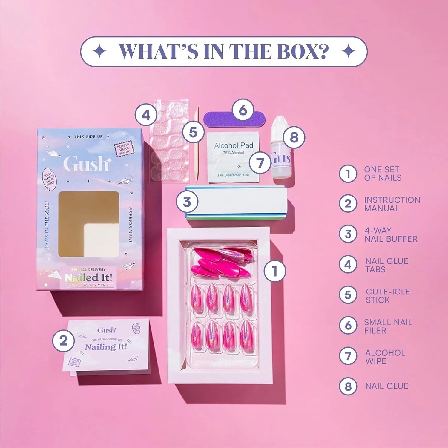 Gush Beauty Press On Nails | Reusable Extensions | 24 Nails Set Free Shipping t8