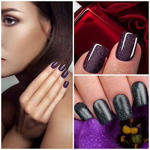 16 Sheets Dark Nail Wraps Solid Color Nail Polish Stickers Luxury Dark Style