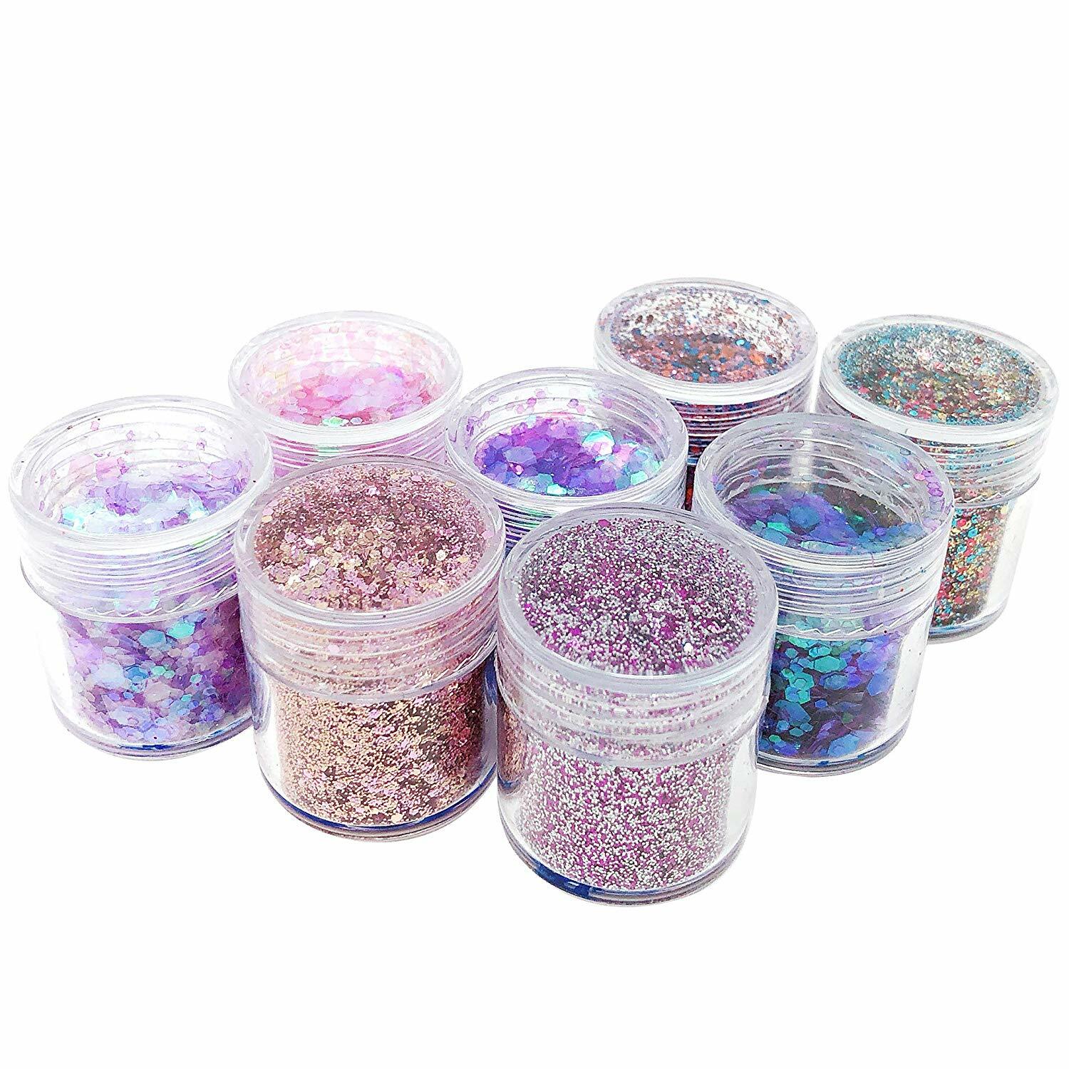 Wrapables Chunky Glitter for Hair Face Makeup Nail Art Decoration (8 Colors)