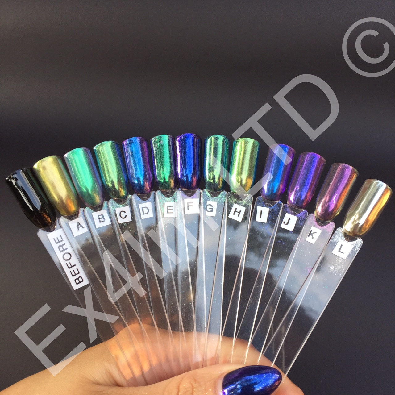 CHAMELEON MIRROR POWDER 12 COLOURS MERMAID CHROME RAINBOW AURORA EFFECT NAILS