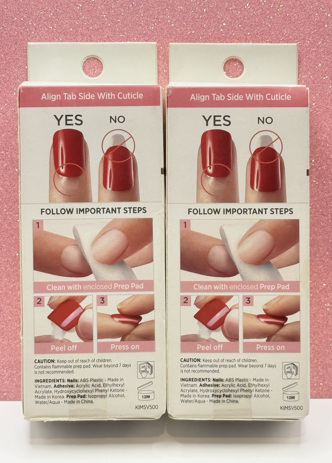 Kiss imPRESS No Glue Press-On Nails Manicure Short Red 89028 Adore You Lot Of 2