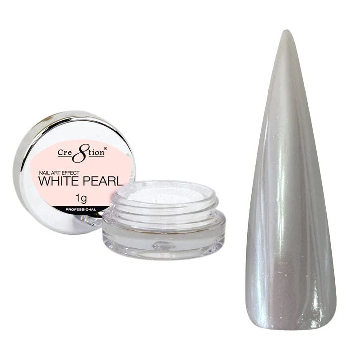 Cre8tion Chrome Nail Art Effect Powder 1g – White Pearl