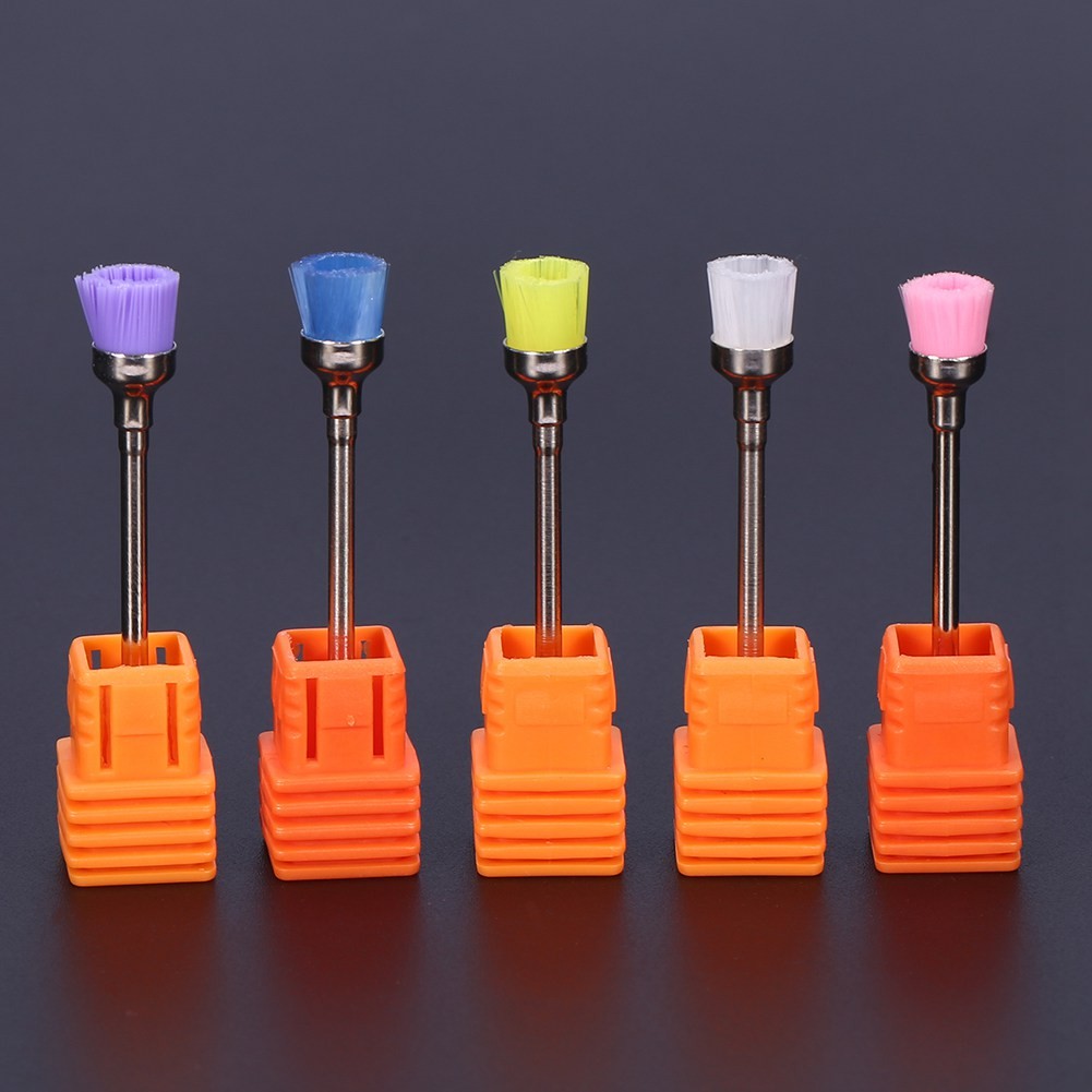 5pcs Nail Polish Grind Drill Clean Brush Head For Electric Nail Drill Machine