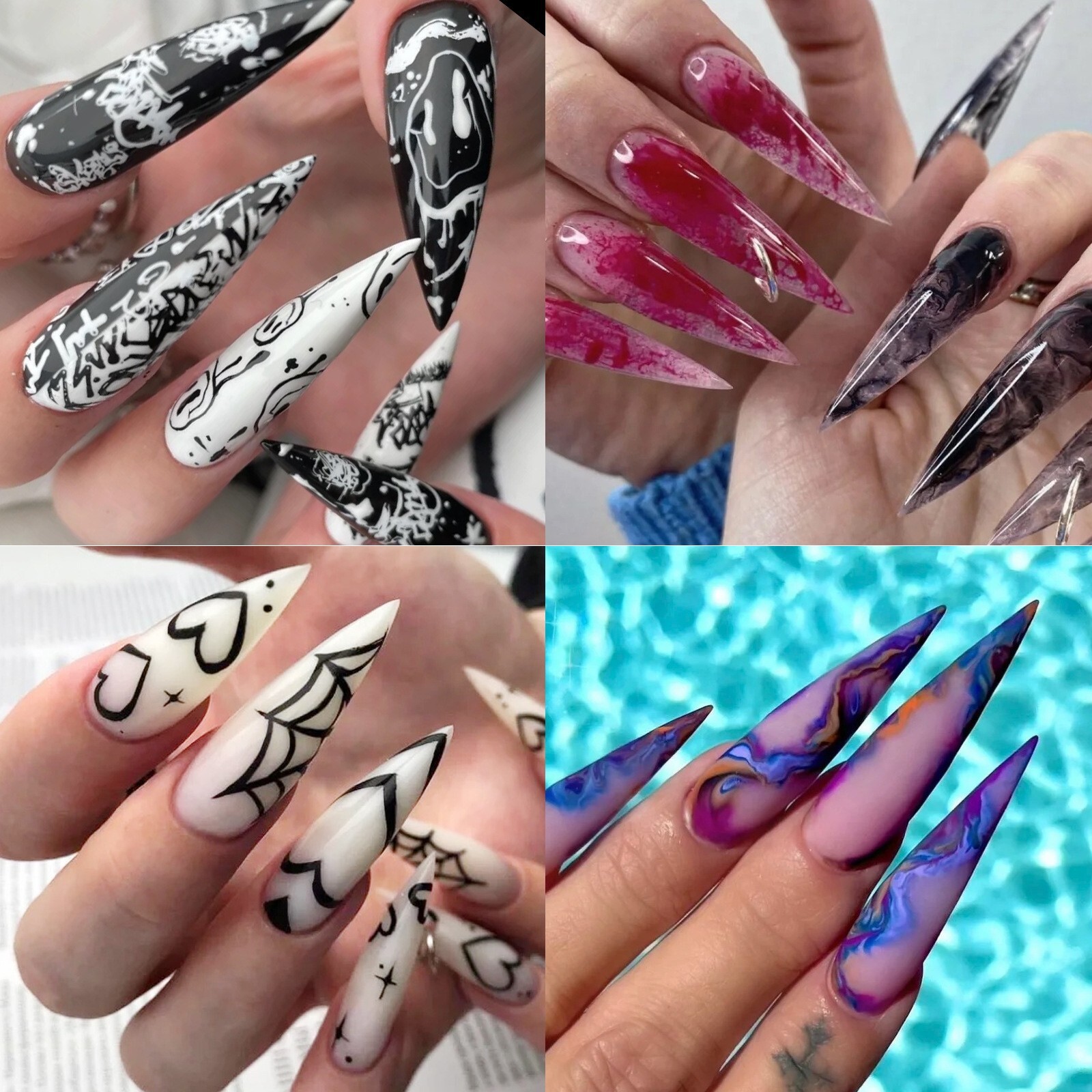 500pcs Long 4.45cm Nail Tips Stiletto Shape Acrylic False Nail Tips Full Cover