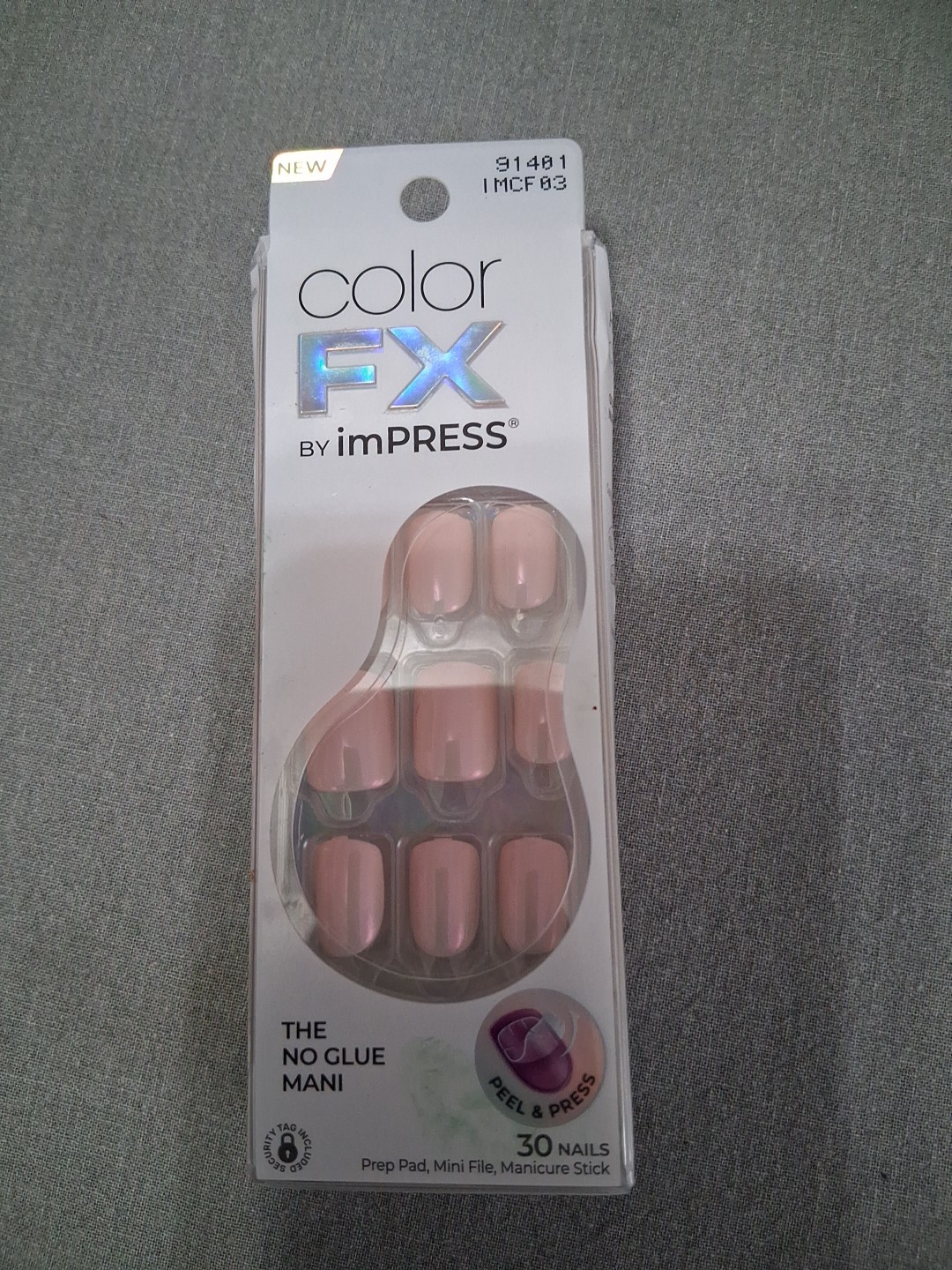 Color FX holographic Press On Nails Good Mood Light Pink 30Ct Short