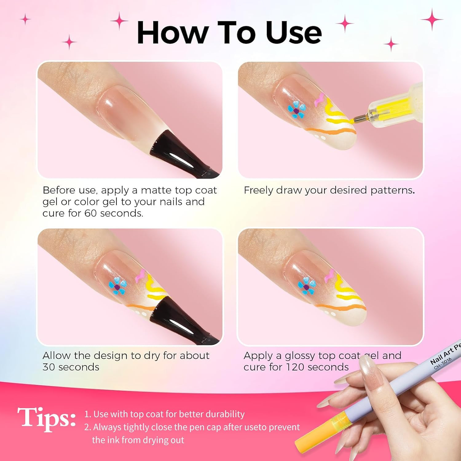 Nail Art Marker, 12-Colors Nail Art Pens Set, 0.5MM Fine Line Nail Polish Pens f
