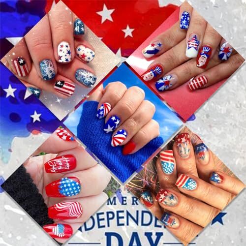4th of July Nail Stickers, 8 Sheets American Flag Independence Day Nail Art